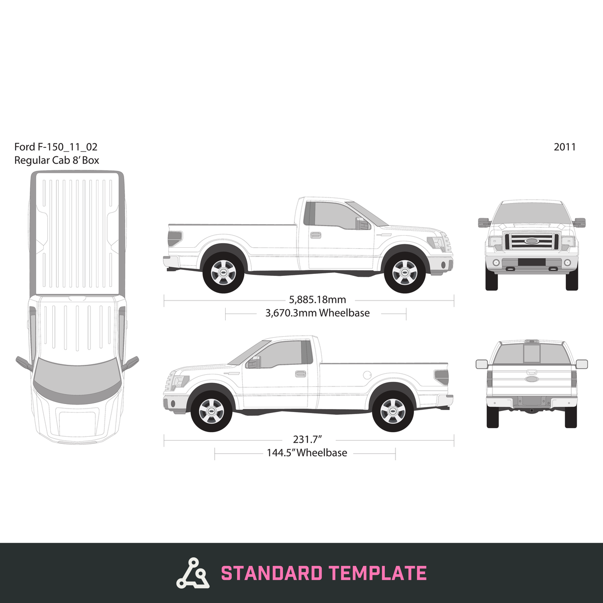 2011 Ford F-150 vector wrap template V02, Design-Ready PDF - GravBase