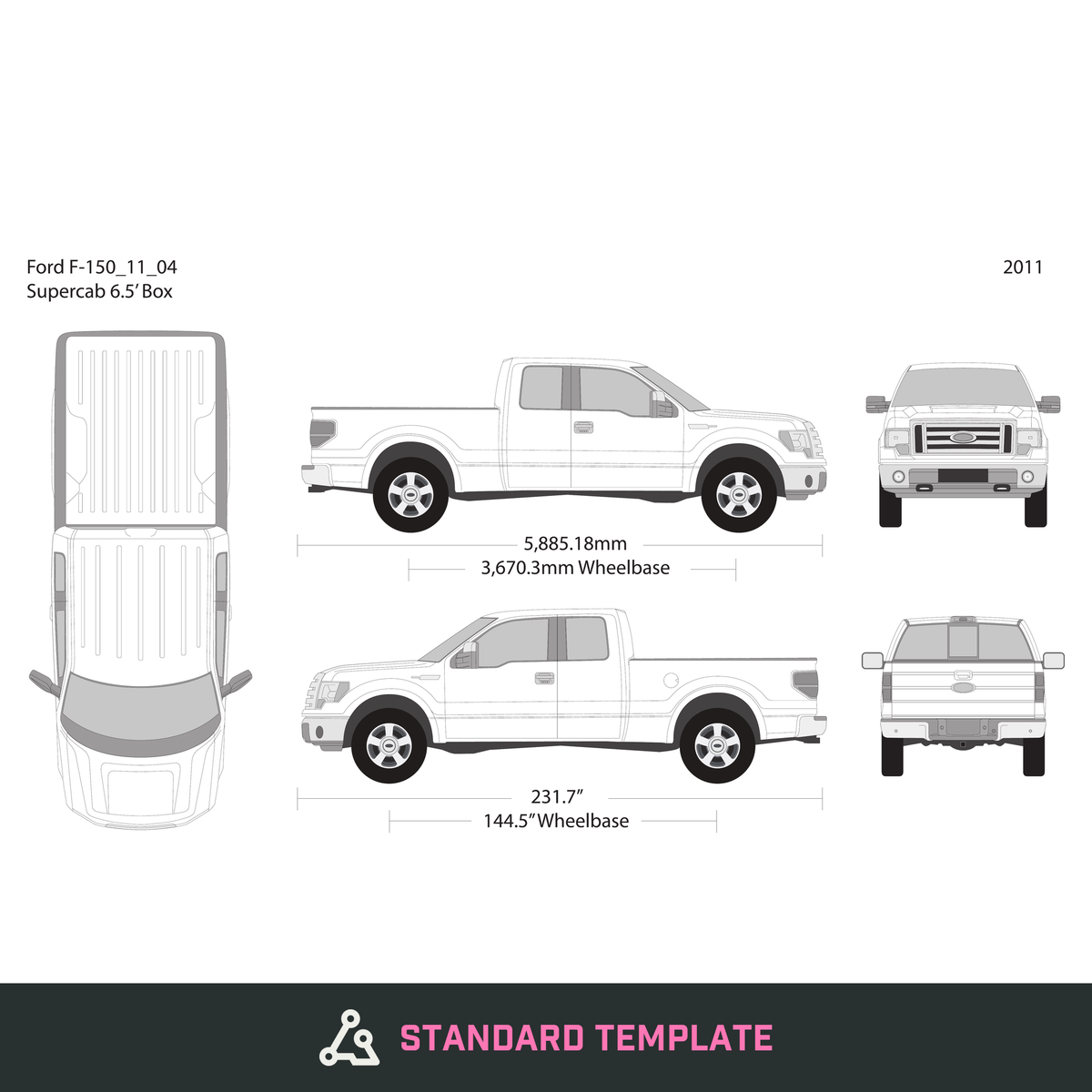 2011 Ford F-150 vector wrap template V04, Design-Ready PDF - GravBase