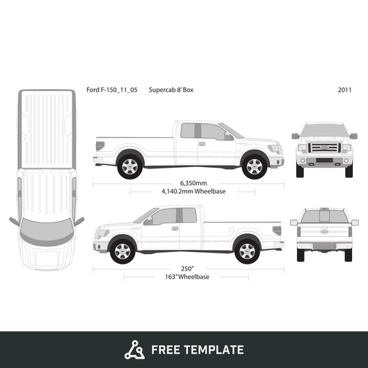 2011 Ford F-150 free vector vehicle wrap template - GravBase