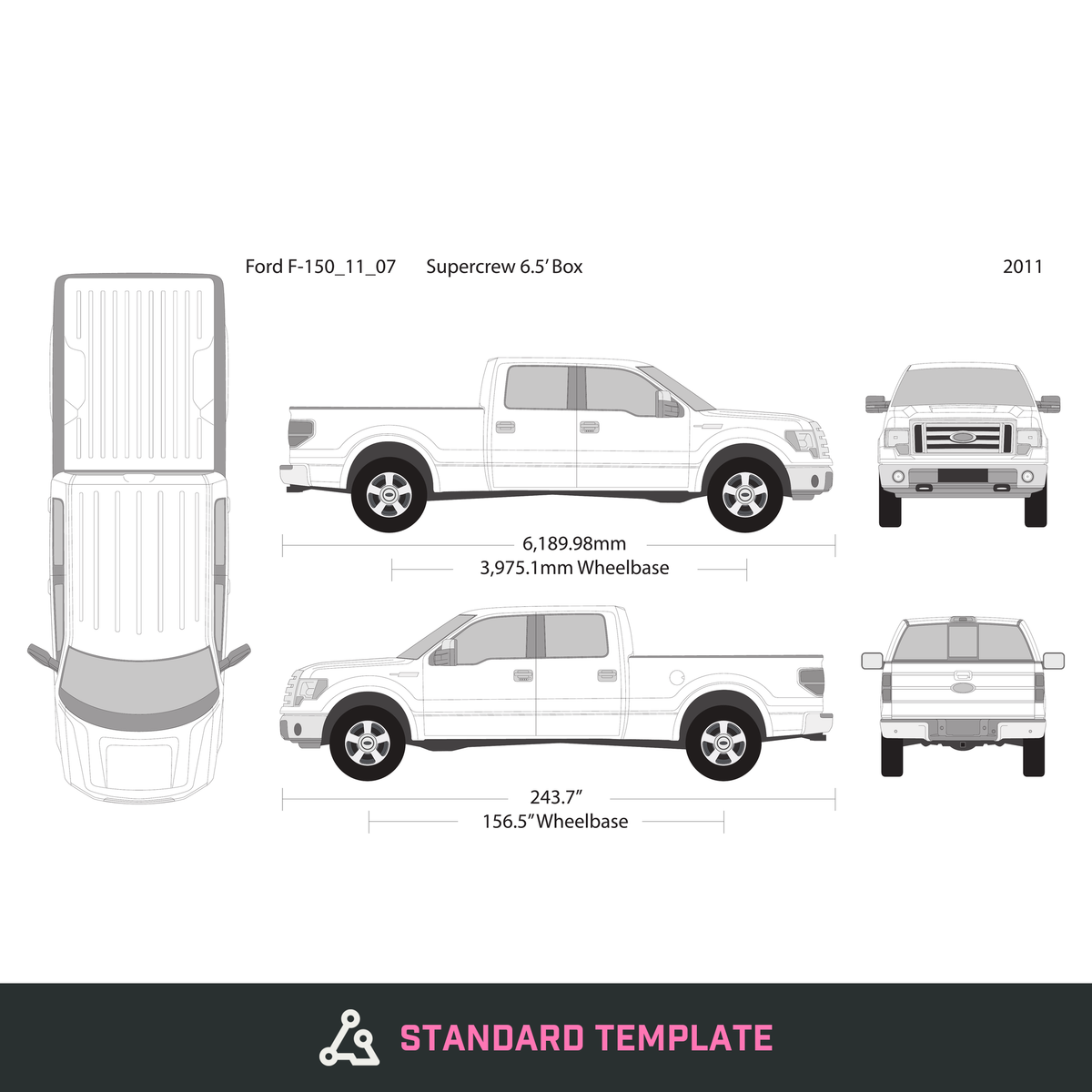 2011 Ford F-150 vector wrap template V07, Design-Ready PDF - GravBase