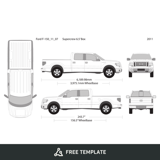 2011 Ford F-150 free vector vehicle wrap template - GravBase