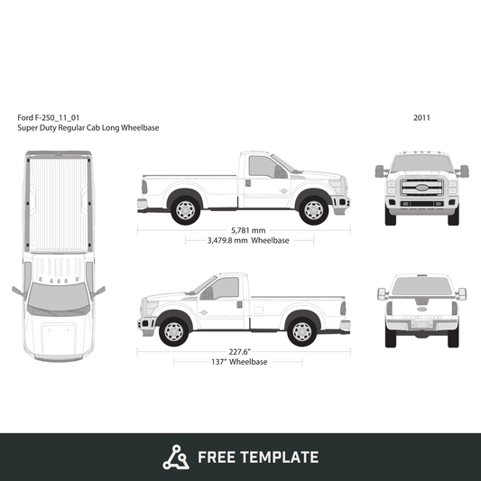 2011 Ford F-250 free vector vehicle wrap template - GravBase