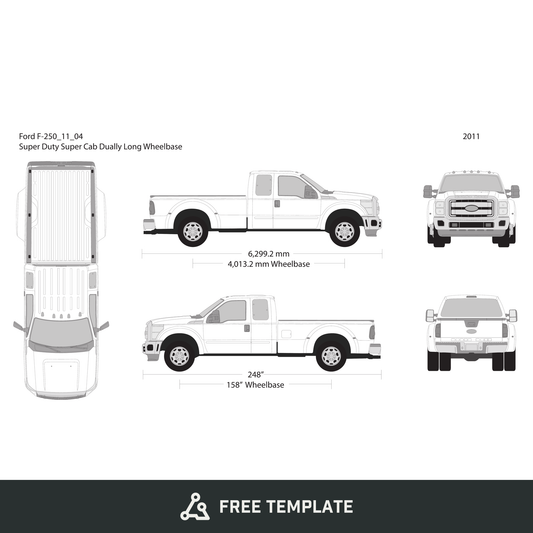 2011 Ford F-250 free vector vehicle wrap template - GravBase