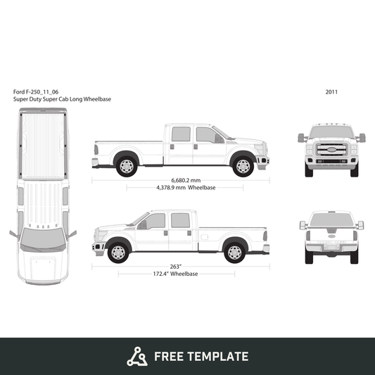 2011 Ford F-250 free vector vehicle wrap template - GravBase