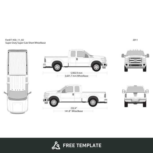 2011 Ford F-450 free vector vehicle wrap template - GravBase