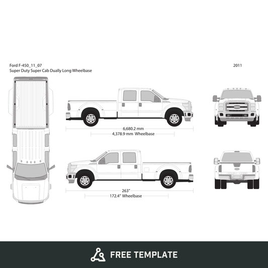 2011 Ford F-450 free vector vehicle wrap template - GravBase