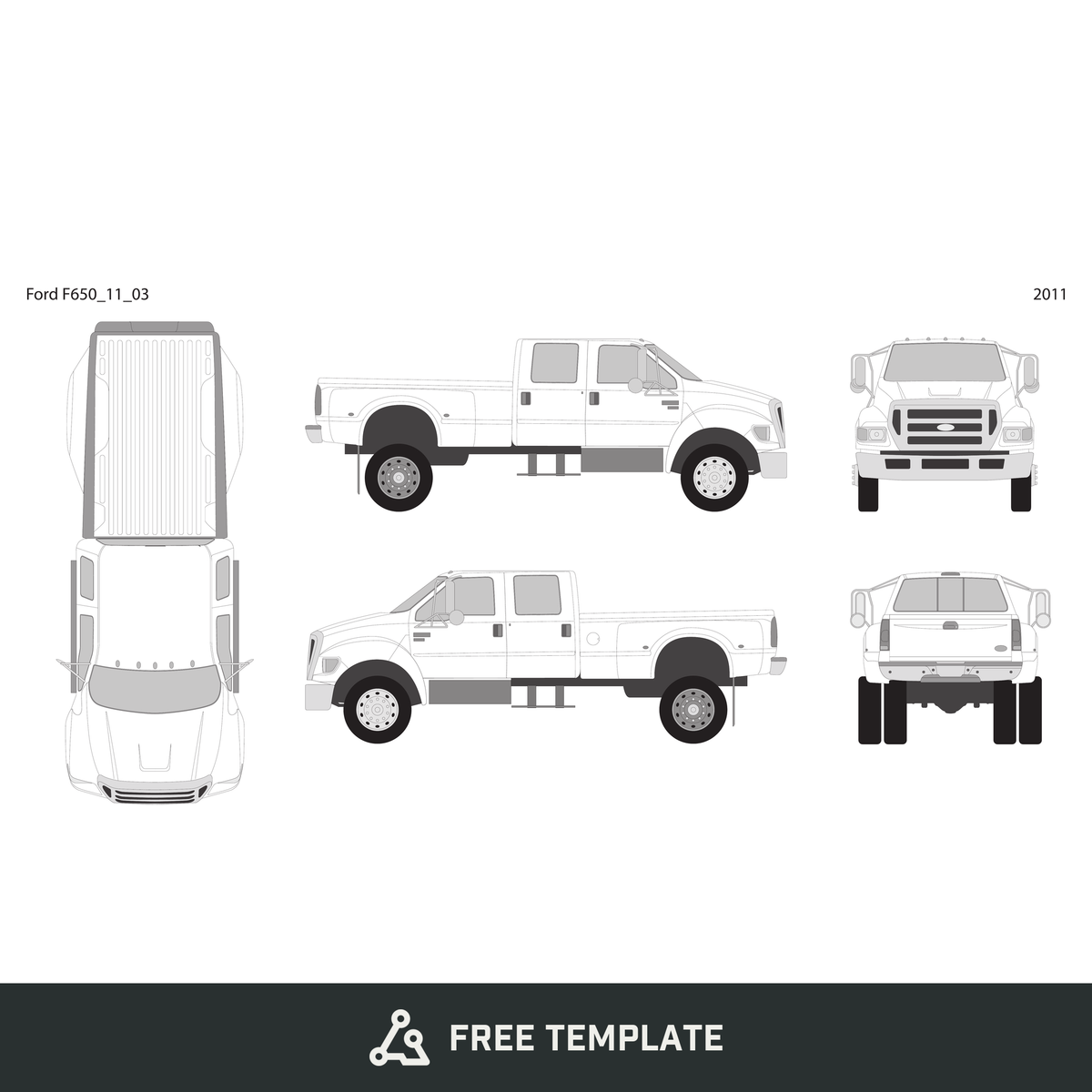 2011 Ford F-650 free vector vehicle wrap template - GravBase