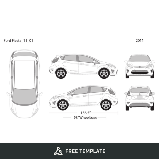 2011 Ford Fiesta free vector vehicle wrap template - GravBase