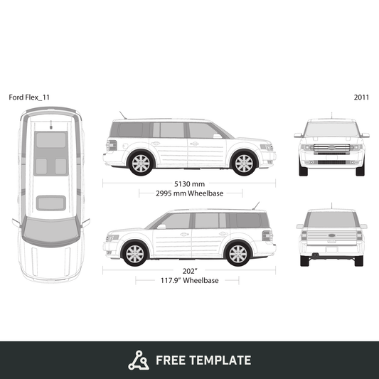 2011 Ford Flex free vector vehicle wrap template - GravBase