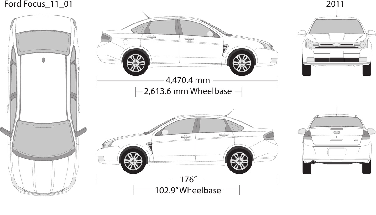 2011 Ford Focus Vector Wrap Template - GravBase