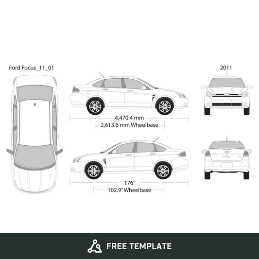 2011 Ford Focus free vector vehicle wrap template - GravBase