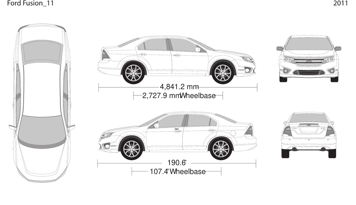 2011 Ford Fusion vector wrap template, Design-Ready PDF - GravBase