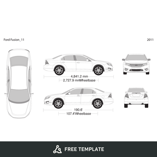 2011 Ford Fusion free vector vehicle wrap template - GravBase