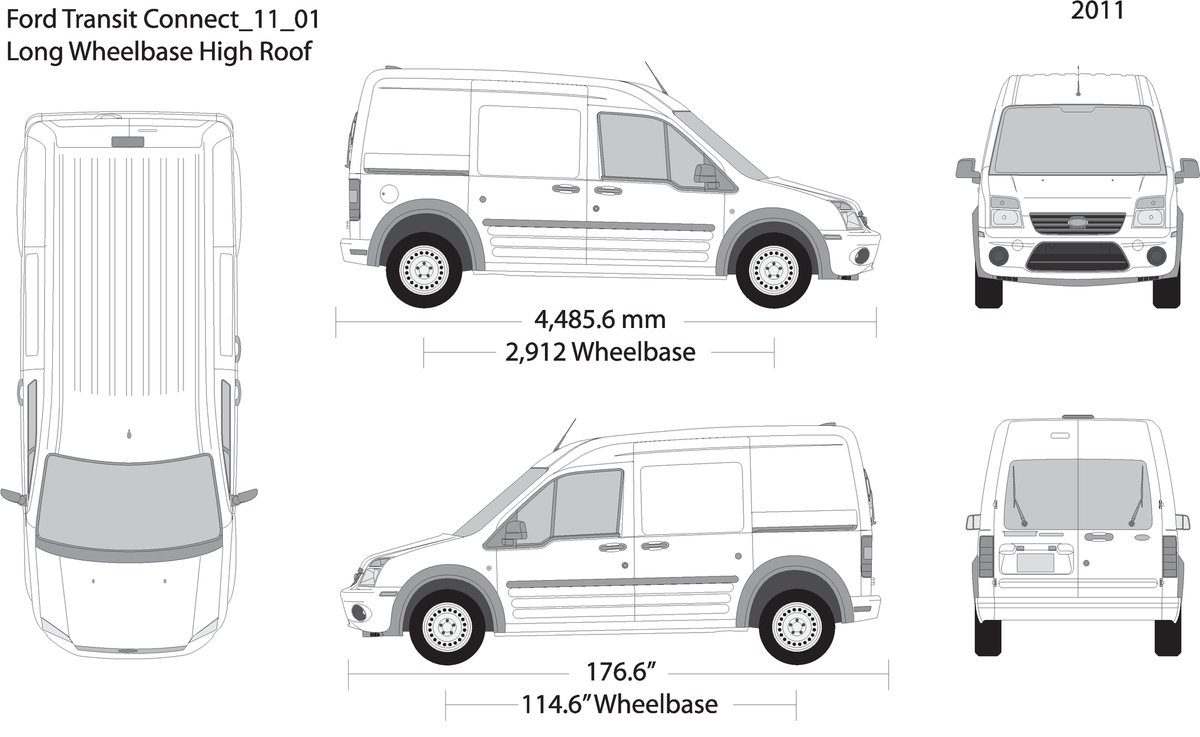 2011 Ford Transit Connect V01 Vehicle Wrap Template