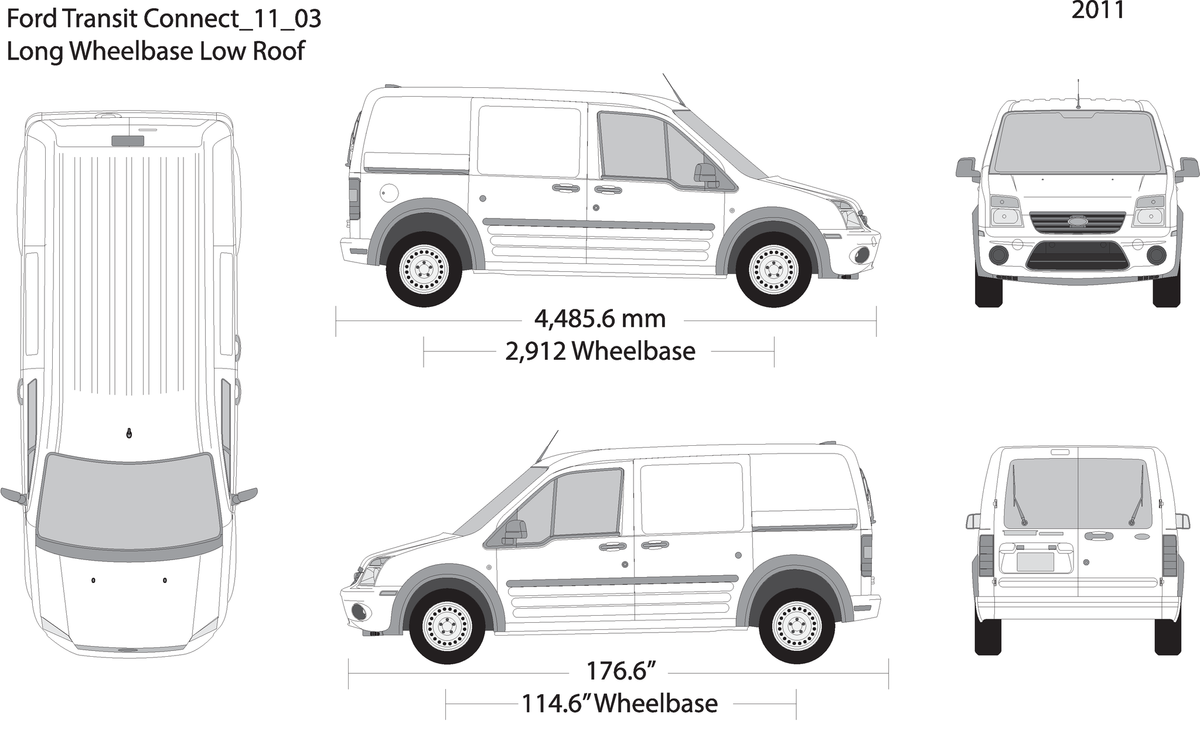 2011 Ford Transit Connect V03 Vehicle Wrap Template