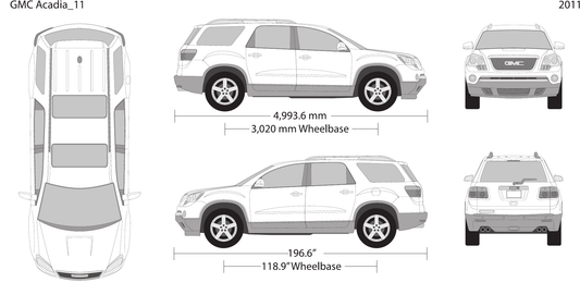 2011 GMC Acadia Vector Wrap Template - GravBase