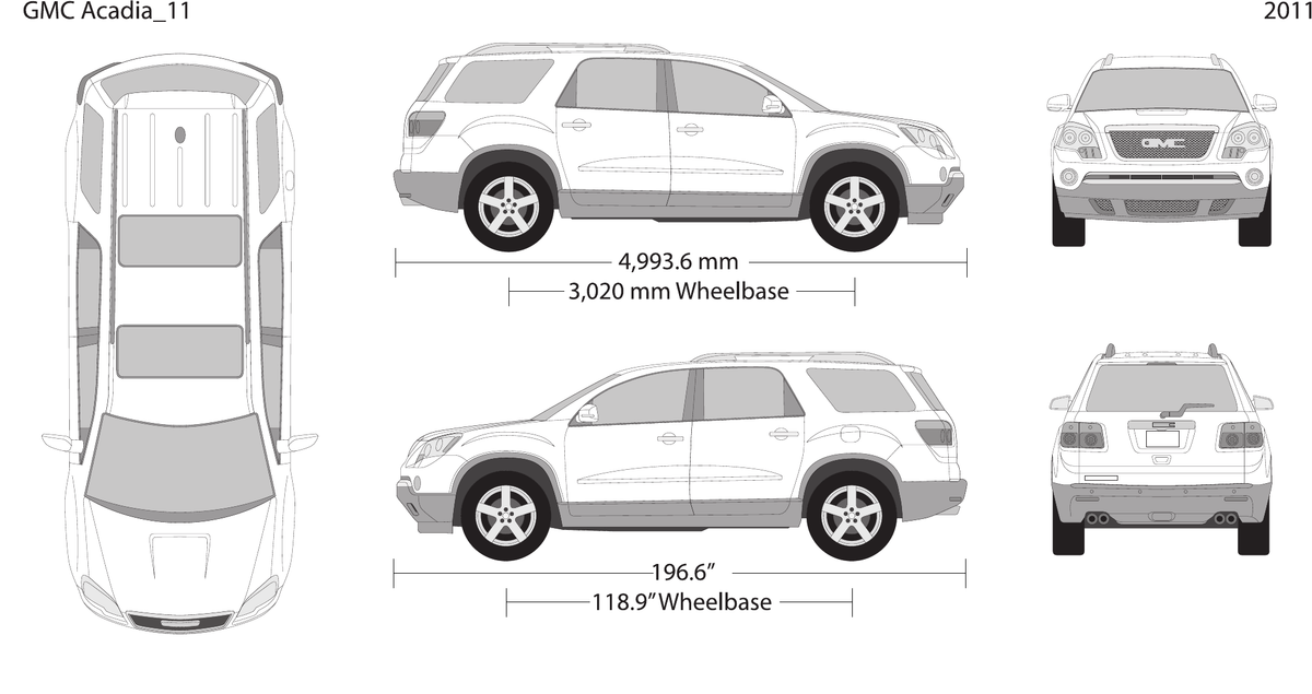 2011 GMC Acadia vector wrap template, Design-Ready PDF - GravBase