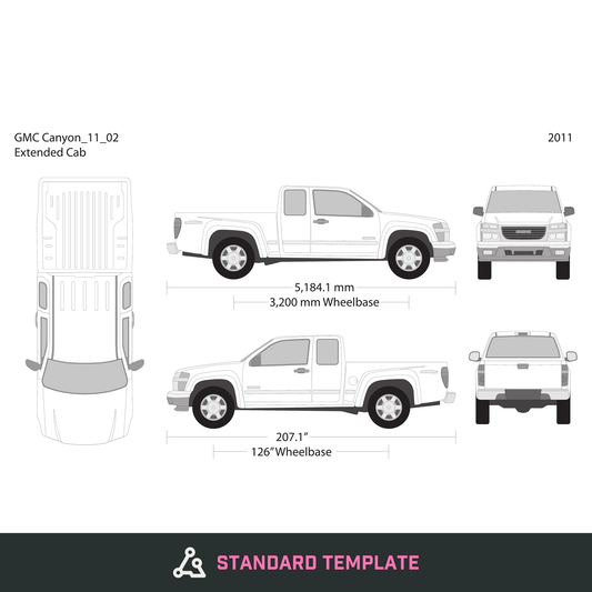 2011 GMC Canyon vector wrap template V02, Design-Ready PDF - GravBase