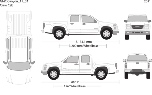 2011 GMC Canyon vector wrap template V03, Design-Ready PDF - GravBase
