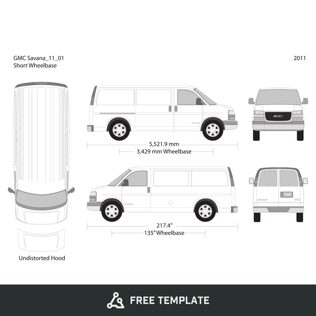 2011 GMC Savana free vector vehicle wrap template - GravBase