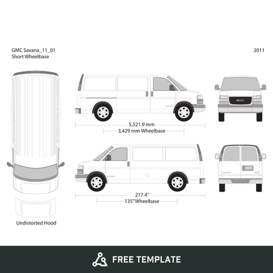 2011 GMC Savana free vector vehicle wrap template - GravBase