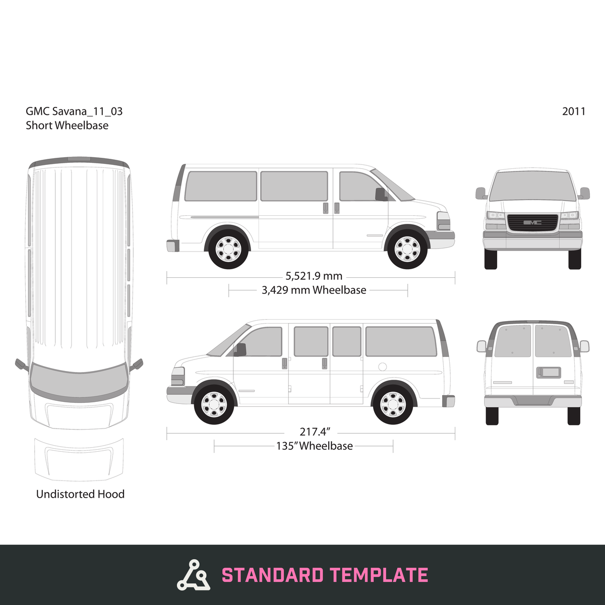 2011 GMC Savana vector wrap template V03, Design-Ready PDF - GravBase
