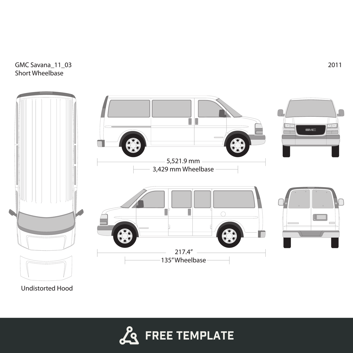2011 GMC Savana free vector vehicle wrap template - GravBase