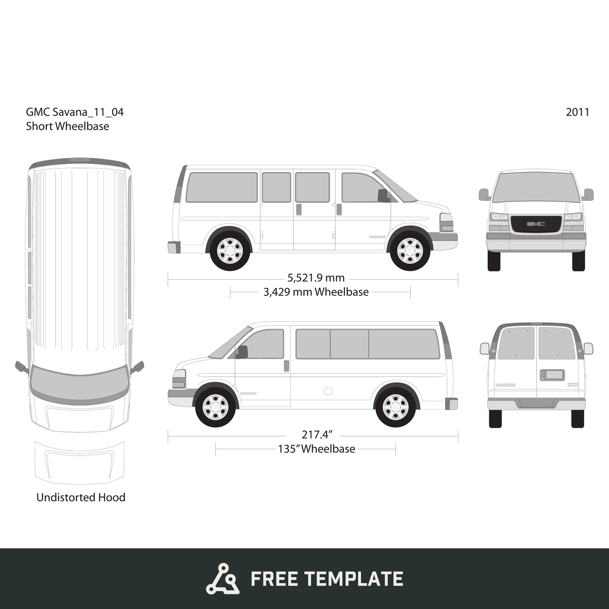 2011 GMC Savana free vector vehicle wrap template - GravBase