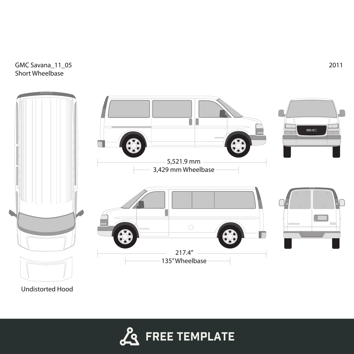2011 GMC Savana free vector vehicle wrap template - GravBase