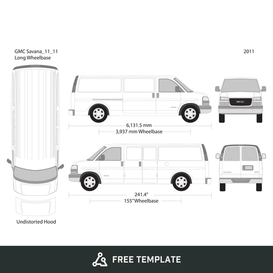 2011 GMC Savana free vector vehicle wrap template - GravBase