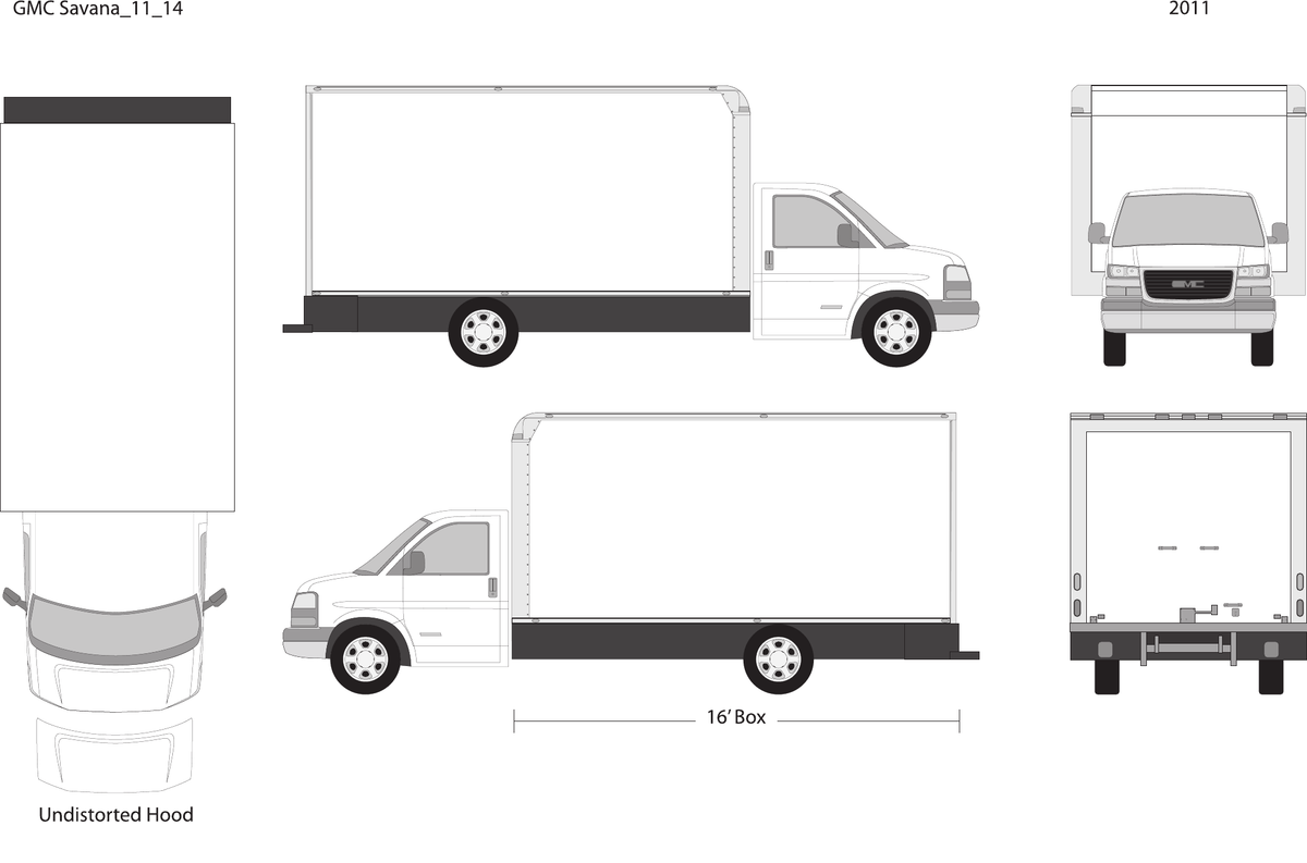 2011 GMC Savana vector wrap template V14, Design-Ready PDF - GravBase