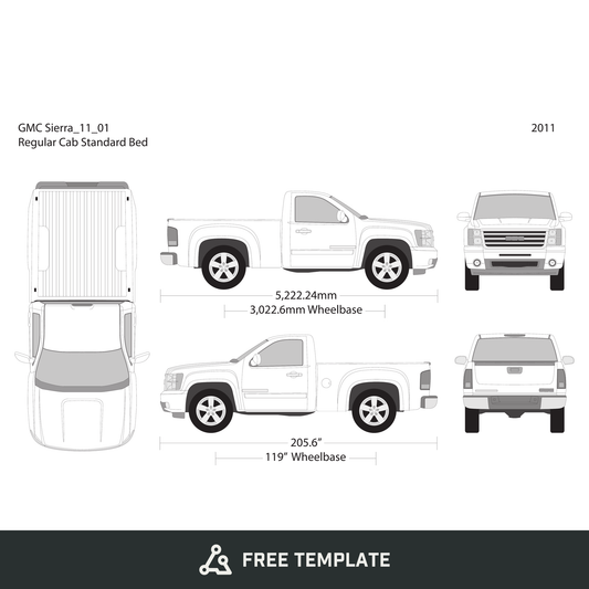 2011 GMC Sierra 1500 free vector vehicle wrap template - GravBase