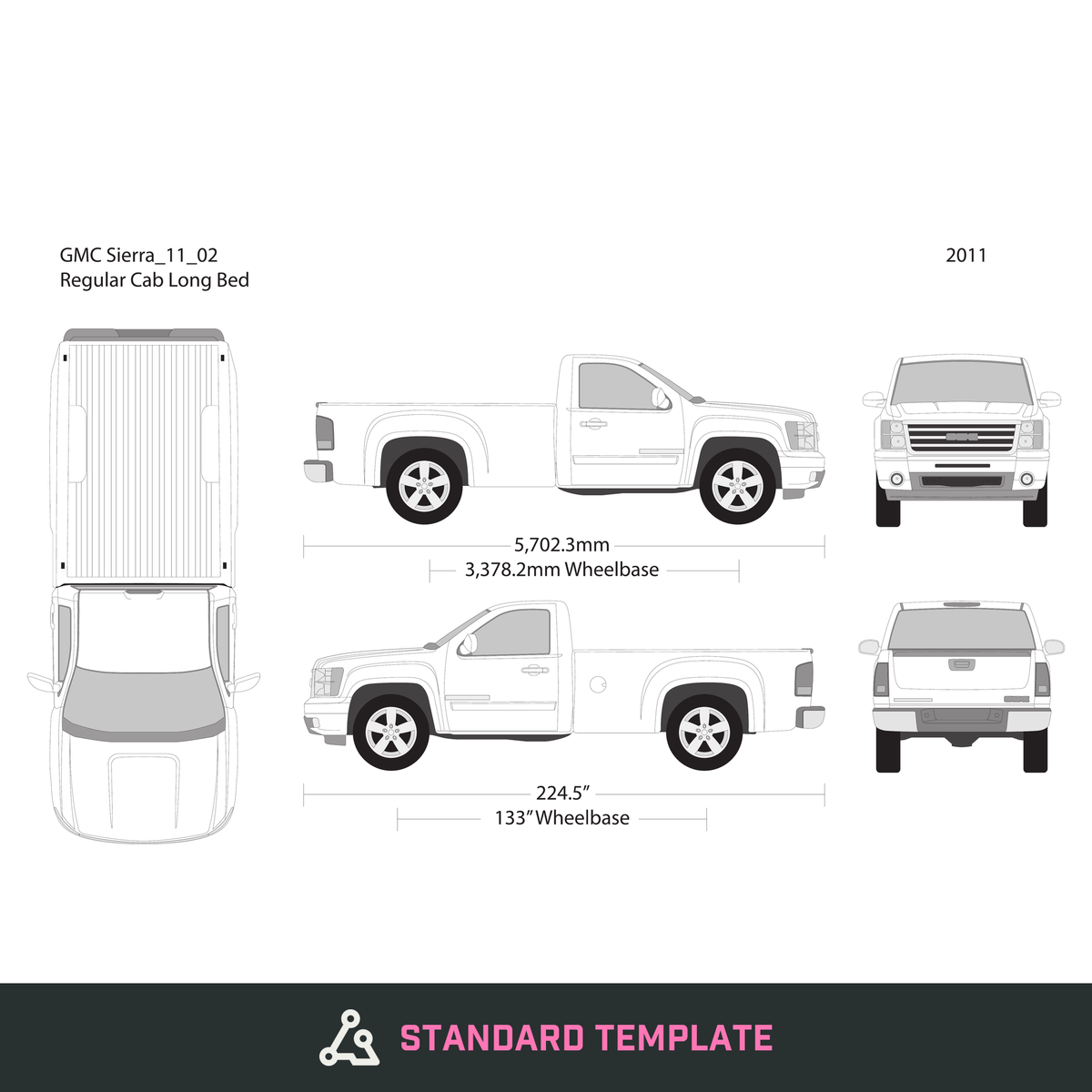 2011 GMC Sierra 1500 vector wrap template V02, Design-Ready PDF - GravBase