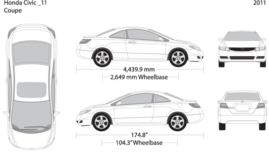 2011 Honda Civic Coupe V11 Vehicle Wrap Template