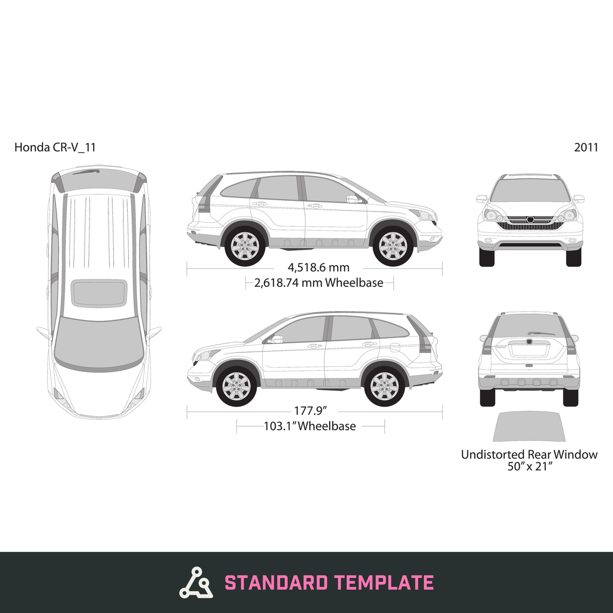 2011 Honda CR-V vector wrap template, Design-Ready PDF - GravBase
