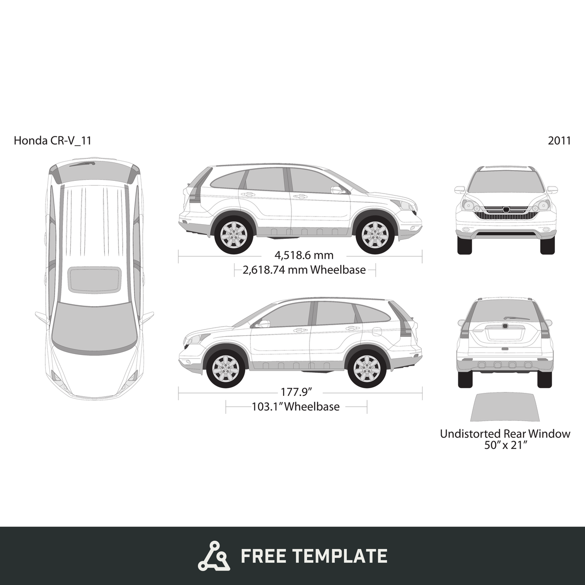 2011 Honda CR-V free vector vehicle wrap template - GravBase