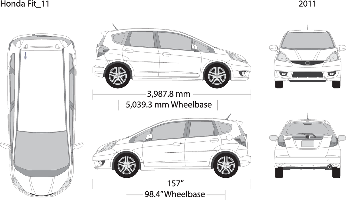 2011 Honda Fit V11 Vehicle Wrap Template