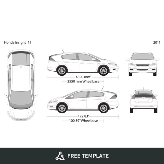 2011 Honda Insight free vector vehicle wrap template - GravBase