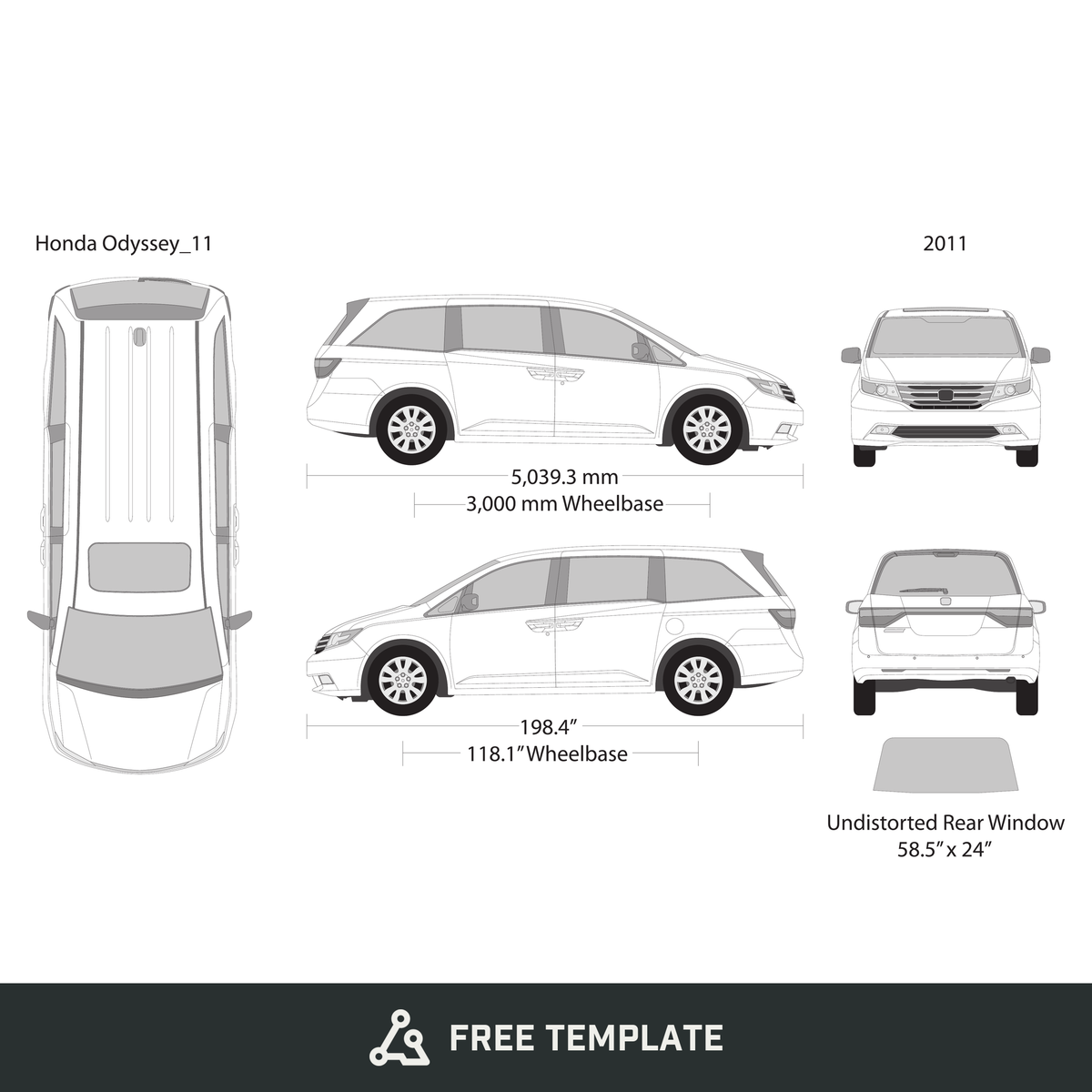 2011 Honda Odyssey free vector vehicle wrap template - GravBase