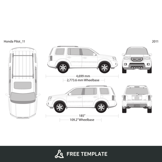 2011 Honda Pilot free vector vehicle wrap template - GravBase