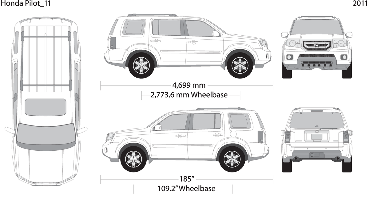 2011 Honda Pilot V11 Vehicle Wrap Template