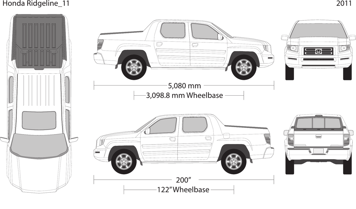 2011 Honda Ridgeline vector wrap template, Design-Ready PDF - GravBase