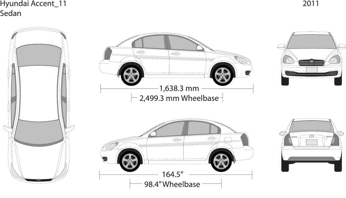2011 Hyundai Accent Sedan vector wrap template, Design-Ready PDF - GravBase