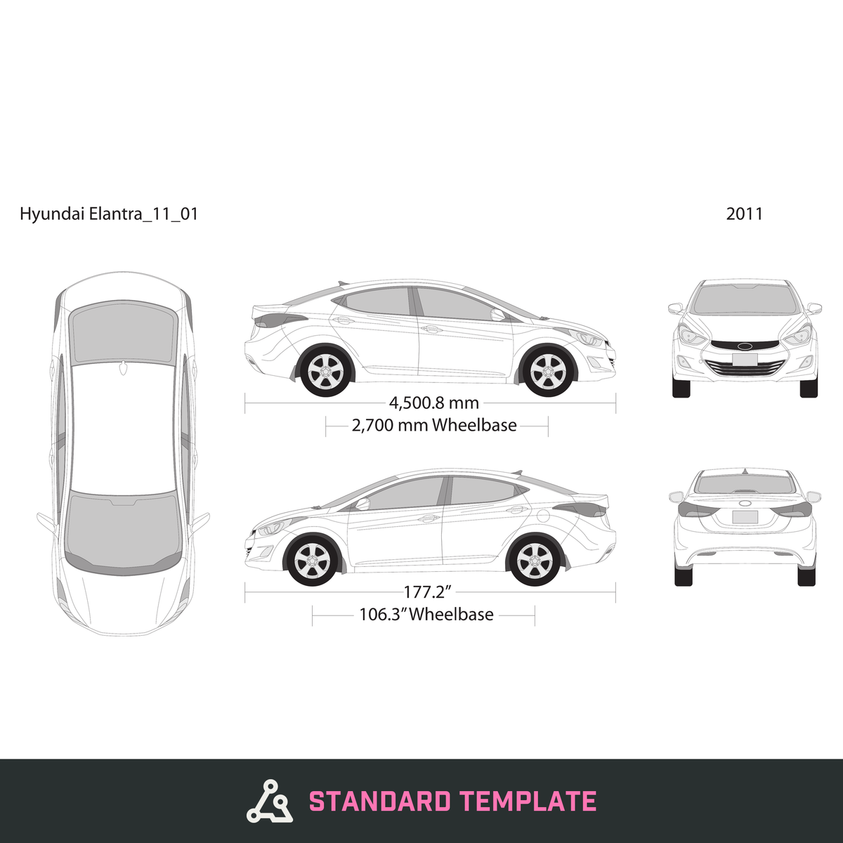 2011 Hyundai Elantra vector wrap template, Design-Ready PDF - GravBase