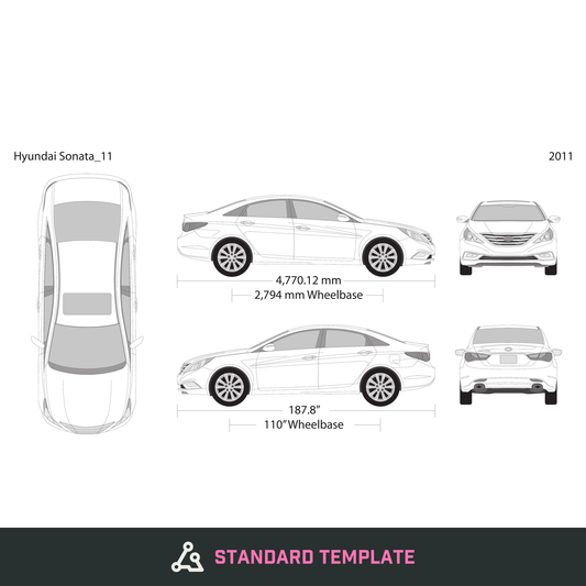 2011 Hyundai Sonata vector wrap template, Design-Ready PDF - GravBase