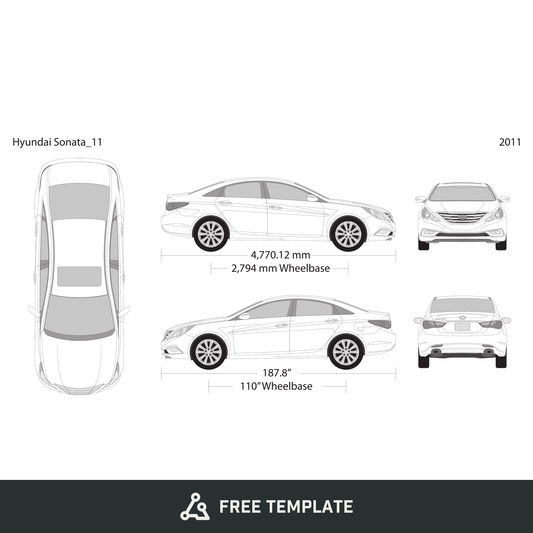 2011 Hyundai Sonata free vector vehicle wrap template - GravBase