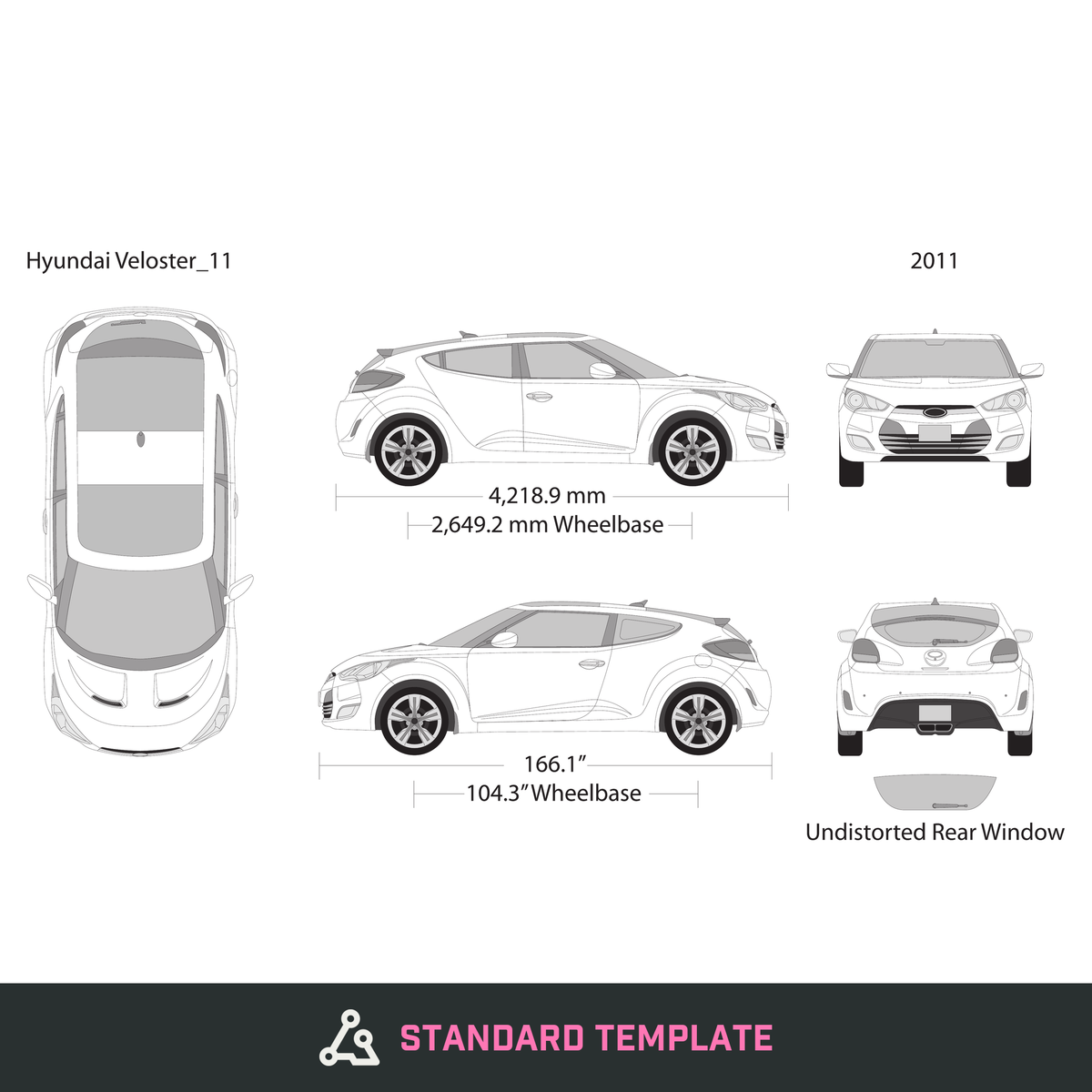 2011 Hyundai Veloster vector wrap template, Design-Ready PDF - GravBase