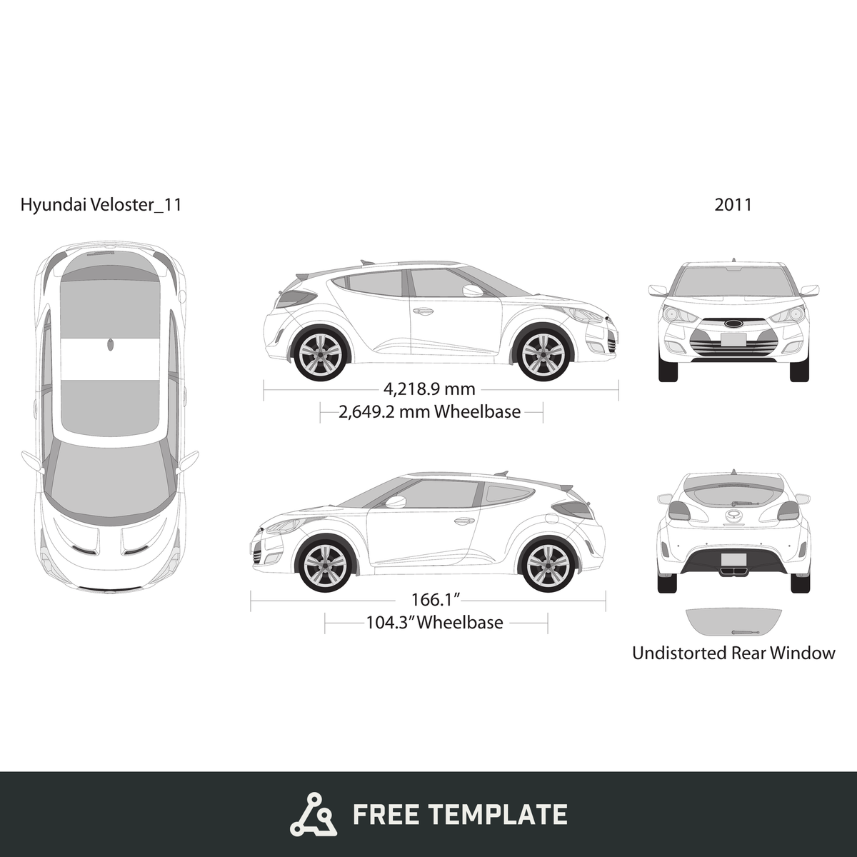 2011 Hyundai Veloster free vector vehicle wrap template - GravBase