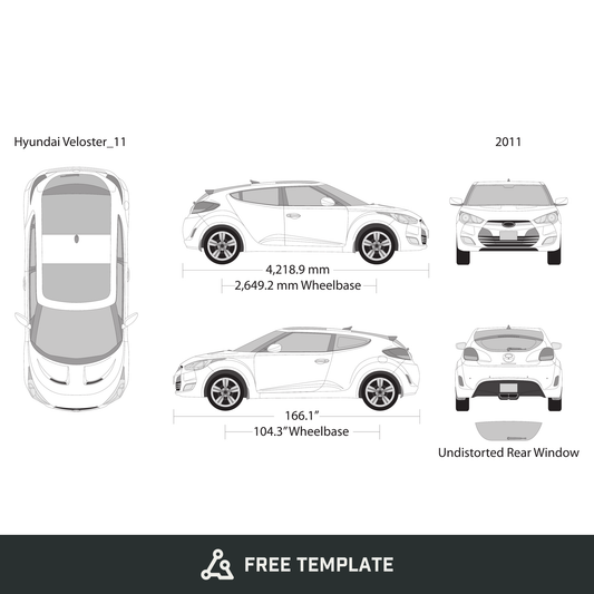 2011 Hyundai Veloster free vector vehicle wrap template - GravBase