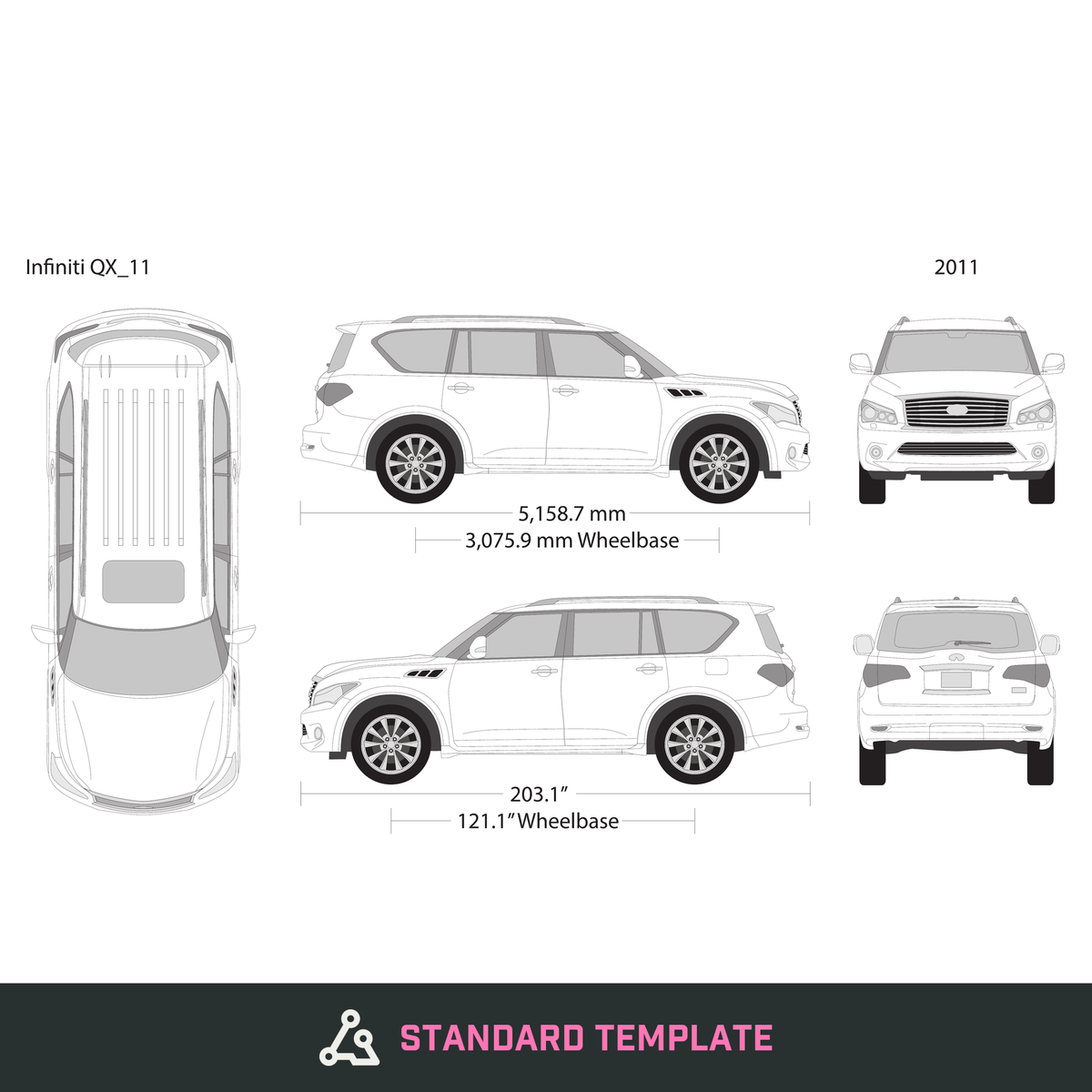 2011 Infiniti QX56 vector wrap template, Design-Ready PDF - GravBase